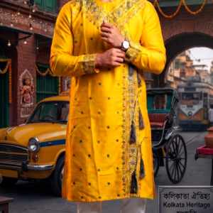 houseofviraj_babumoshai_yellow_kurta_for_men