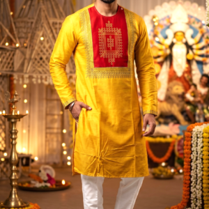 houseofviraj_yellow_semisilk_kurta_for_men