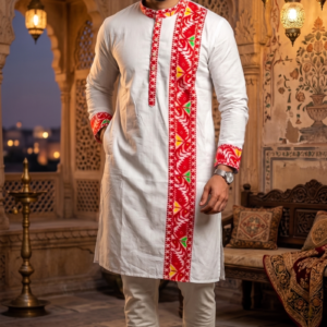 houseofviraj_white_red_jamdani_for_men