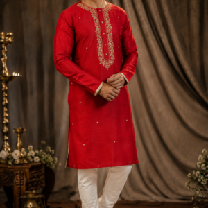 Houseofviraj_red_zerdosiwork_kurta_formen
