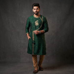 houseofviraj_green_zerdosi_men_kurta